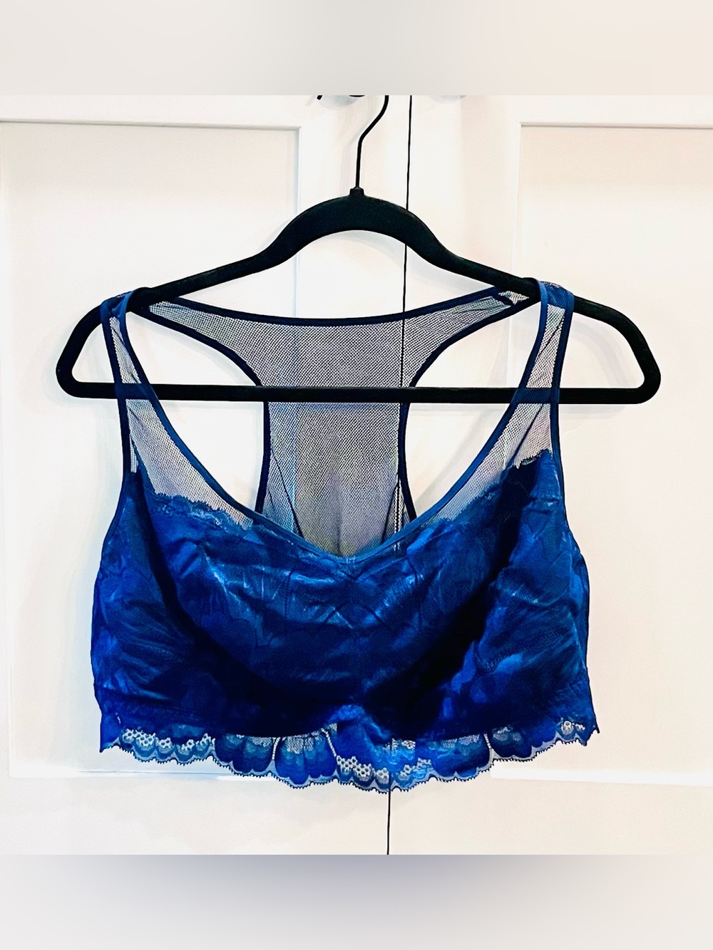 Plus 3x Blue Lace & Mesh Bralette - Women's Intimates